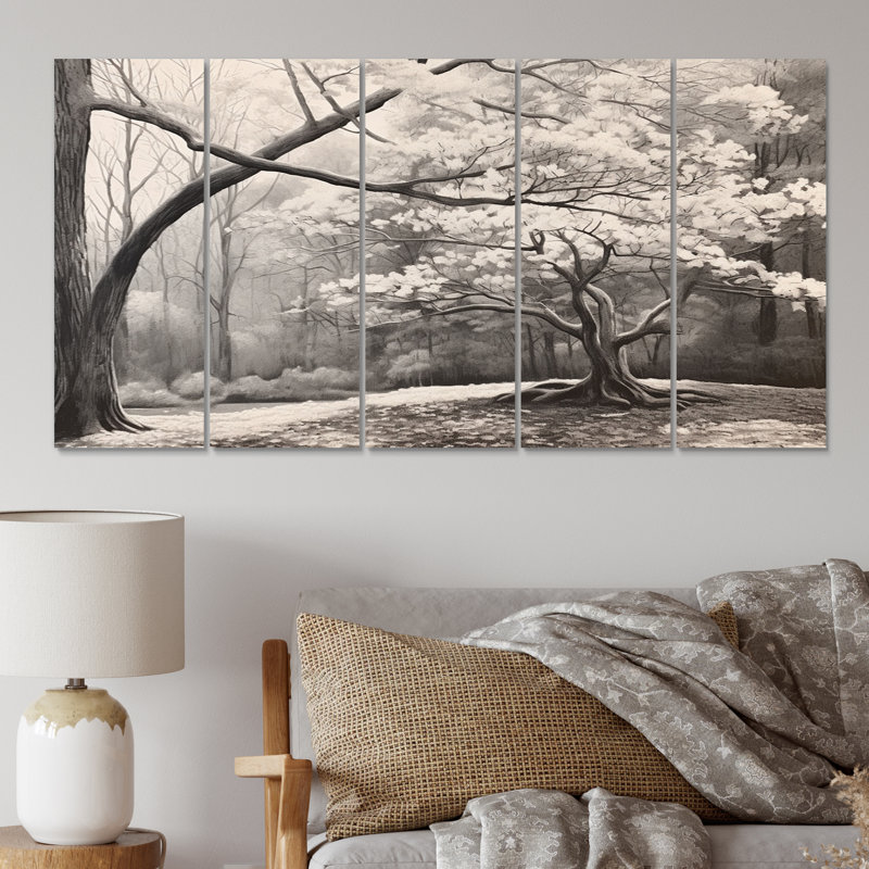 White Grey Dogwood In Winter forest Wall Decor on Metal