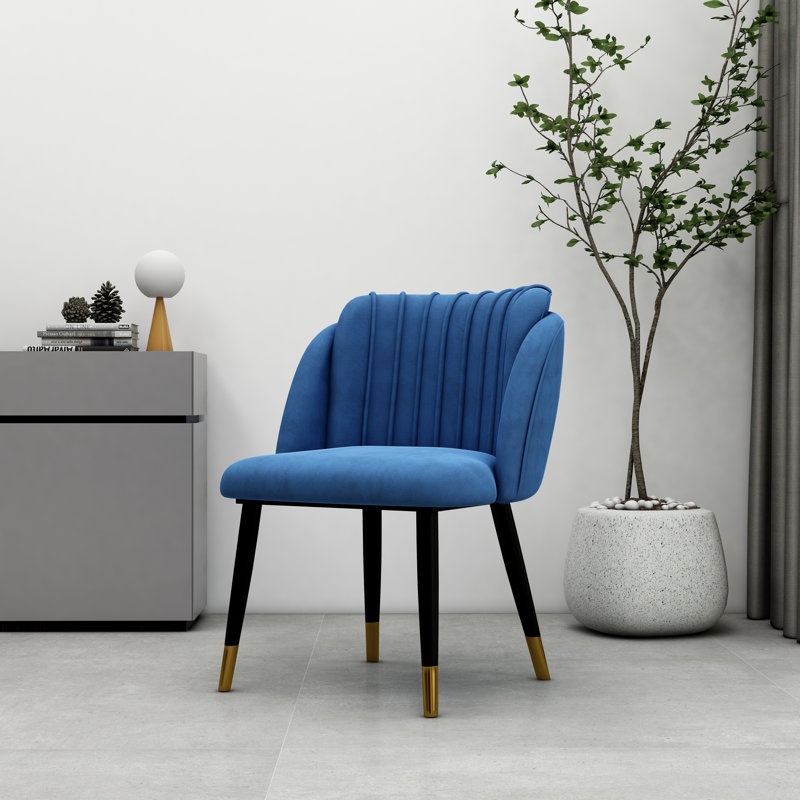 Inola Upholstered Dining Chair, Black/Gold, Dark Blue, 4