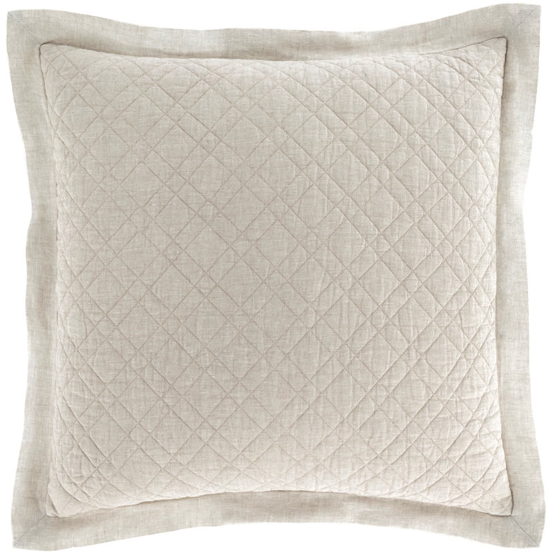 Washed Linen Quilted Sham, Euro, Natural