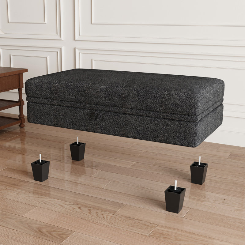 Bujesily Chenille 45.9'' Large Storage Ottoman Seat Module, Dark Grey