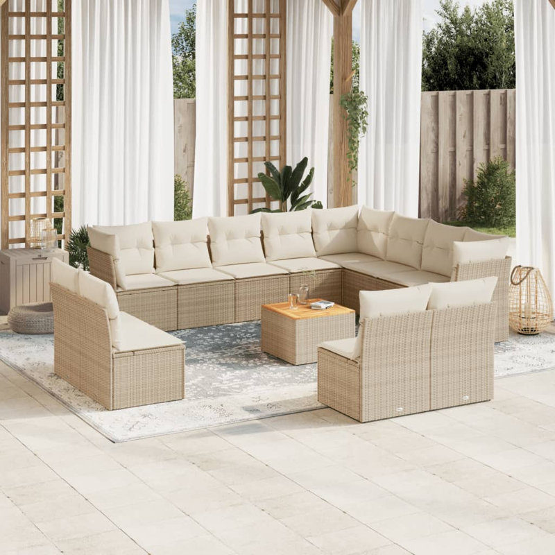  Ensemble de canapé de jardin beige, crème et brun