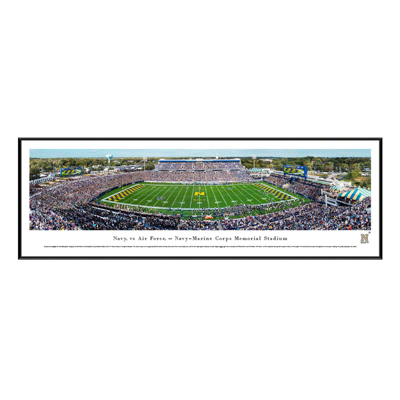 NCAA Navy Football Panoramic Print, Black Floater Framed, 13.75" H x 40.25" W x 0.88" D