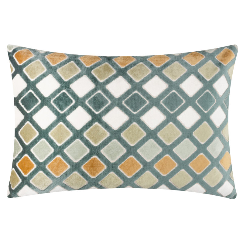 Metro Diamond Geometric Rectangular Cushion, Polyester, Green