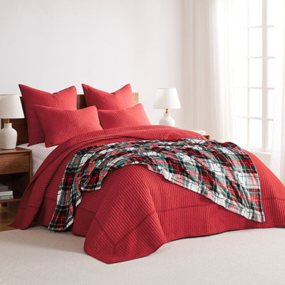 Cross Stitch Chile Red Twin Bedspread Set