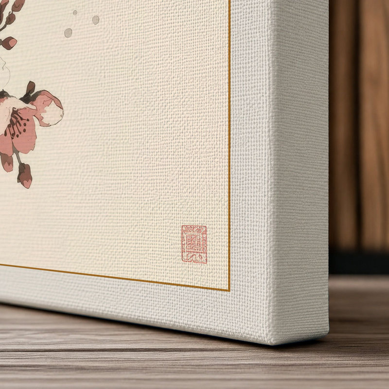 Moonlit Cherry Blossom Japandi - Wrapped Canvas, 36x24 - 91.4 x 61.0 cm, Cream Border
