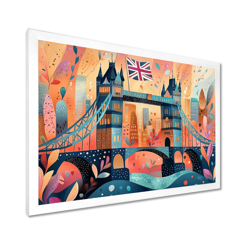 Pop Art Tower Bridge Lights in London, Royaume-Uni, art mural, H 16 po x l 32 po, Blanc