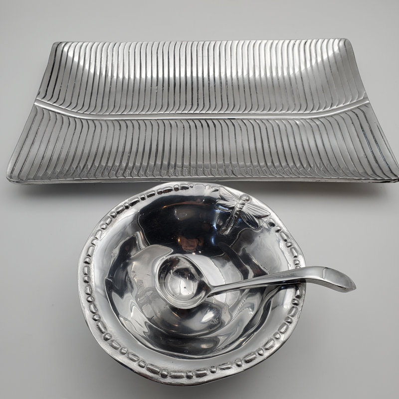 Unique MX Pewter Serving Bowl, 2" H x 15" W x 9" D