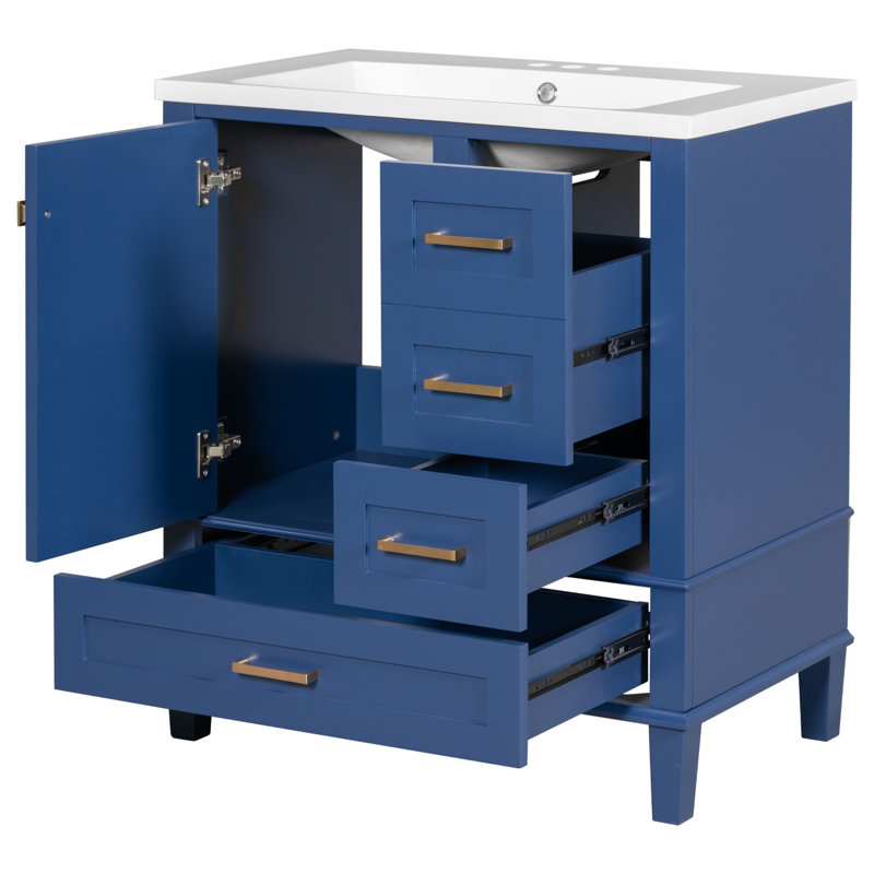 Meuble-lavabo simple avec plateau Sanfra 30, Bleu