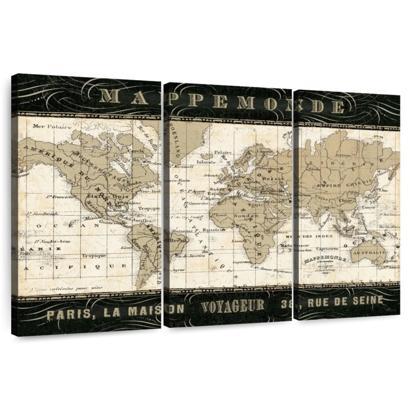 Mappemonde, H 28 po x l 45 po