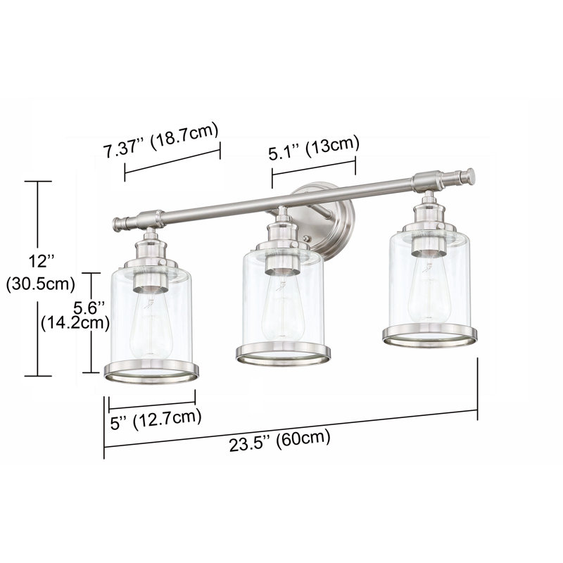 Ashod 3-Light Dimmable Brushed Nickel Vanity Light