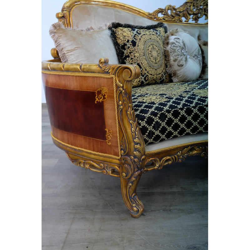Maggiolini Sofa, Black/Gold/Light Brown, Dark Gold
