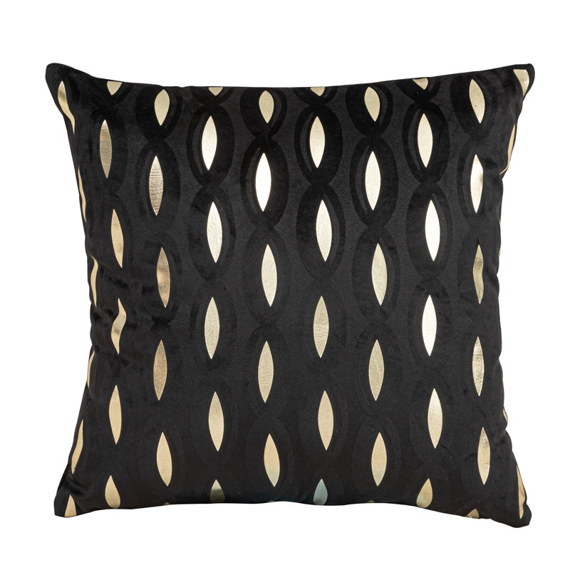 Gold Velvet Square Pillow Cover, Black