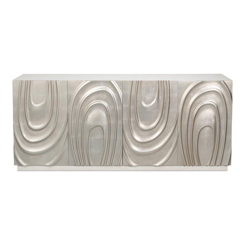 Capriole 86'' W Solid Wood, White/Silver
