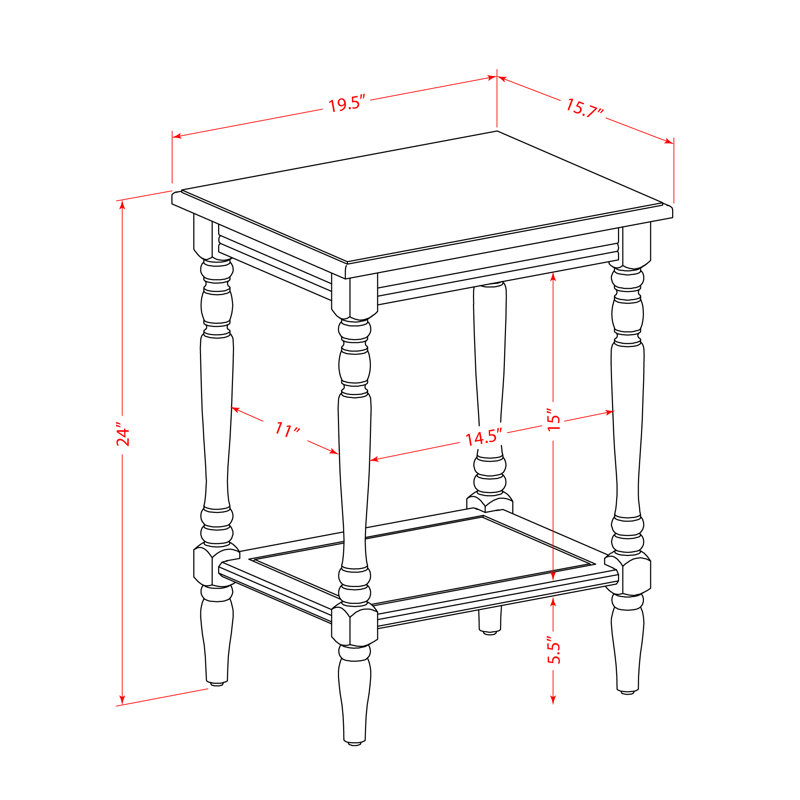 Table de chevet rectangulaire Bedford, Gris urbain