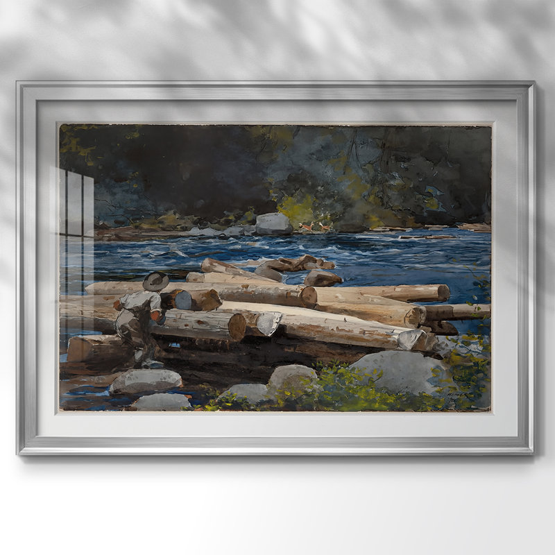 Hudson River, Logging-Winslow Homer, reproduction encadrée avec passe-partout et verre - 1897, 22,5 x 30,5, Argent
