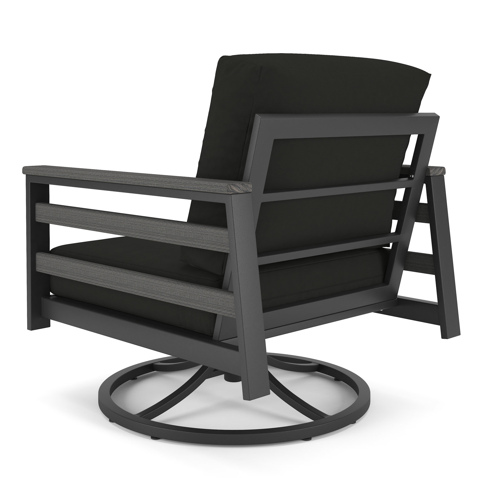 Townsend Sunbrella® Metal Swivel Patio Rocking Chair, Canvas Black, Gray