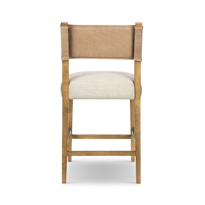 Ferris Stool, Counter Stool (25.98" Seat Height), Thames Cream/Winchester Beige Poly Bend/Leather, Burnished Parawood