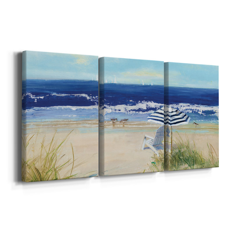 Beach Life II - Toile tendue avec châssis de qualité supérieure - Prêt à être accroché, H 18 po x l 36 po x P 1 po