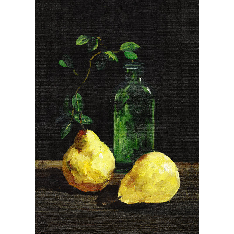 « Dark Lemon vase Still Life », reproduction d’art sur toile tendue, H 18 po x l 12 po