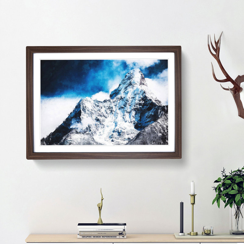 Mount Everest - Picture Frame Graphic Art Print, 33cm H x 45cm W x 2cm D, Walnut Framed