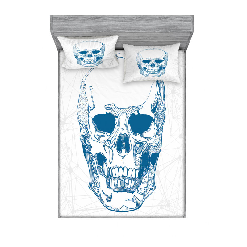 Ensemble de draps Skull with Science Elements, Ensemble de draps pour lit double avec un drap-hou