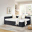 Structure de lit double capitonnée pleine grandeur avec deux tiroirs, structure de canapé-lit avec dossier confortable et accoudoirs, velours, noir (79,5 po x 58 po x 25 po)
