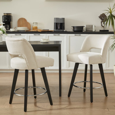 Bisto 26.4" Swivel Counter Stools Set of 2, Upholstered Seat for Kitchen Island