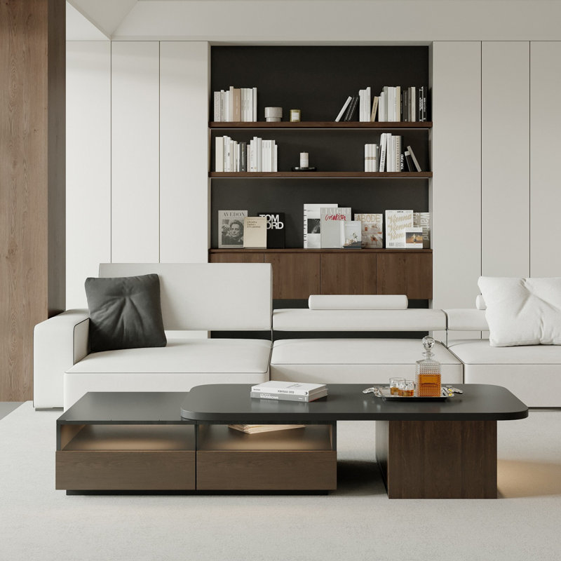 Derozil  Extendable Coffee Table with LED Lights and 4 Drawers