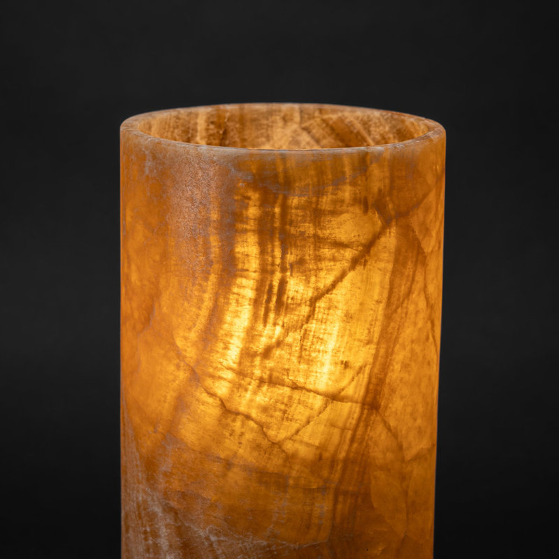 Genuine Round Banded Brown Onyx Lamp (14", 11 Lbs)