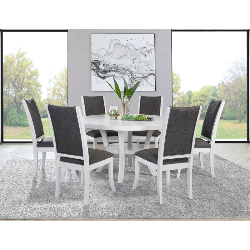 Ensemble de table de salle à manger 7 pièces Lilou, 7 pièces : table, 6 chaises