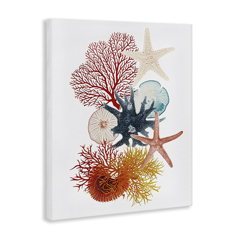 Toile corail et créatures sous-marines, design par Ramona Murdock, H 20 po x l 16 po