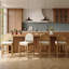 Ensemble de 4 tabourets de bar en bois avec dossier en rotin naturel-1527658597