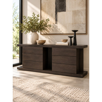 Pangea Home Thite Buffet – FULLY Assembled - Modern Wood Veneer Finish with Soft-Close Storage for Dining Room, Living Room & Entryway