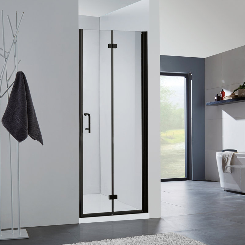 Porte de douche pliante 72 "H 72", Noir, L 36 po
