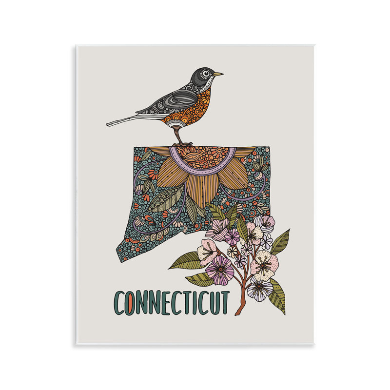 Art floral sur plaque murale Connecticut State par Valentina Harper