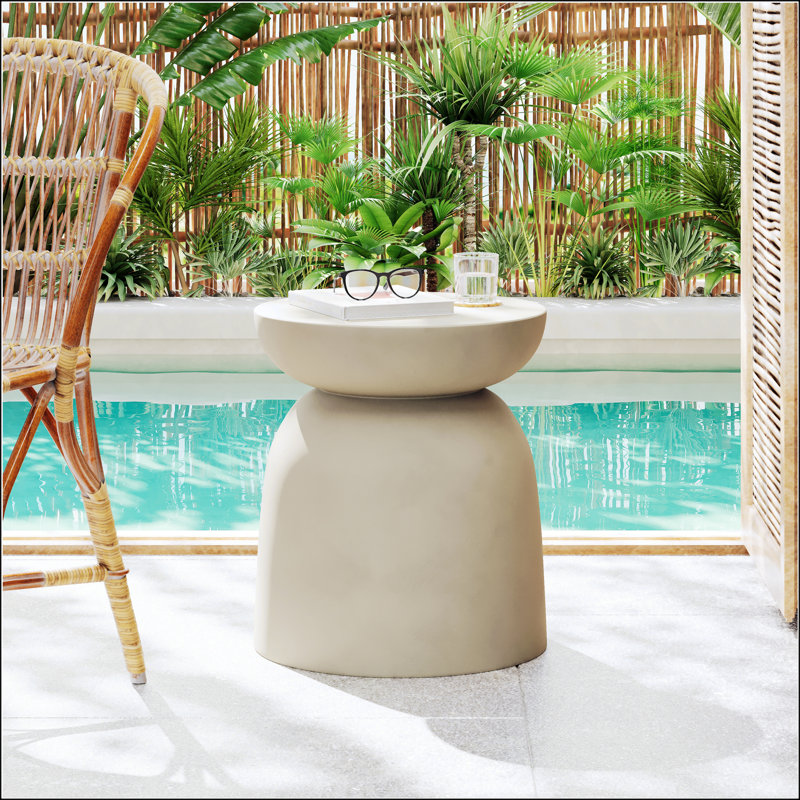 Lightweight MGO Drum Side/End Table, Classic Grey, Perfect For Indoor And Outdoor Use, Durable And Stylish