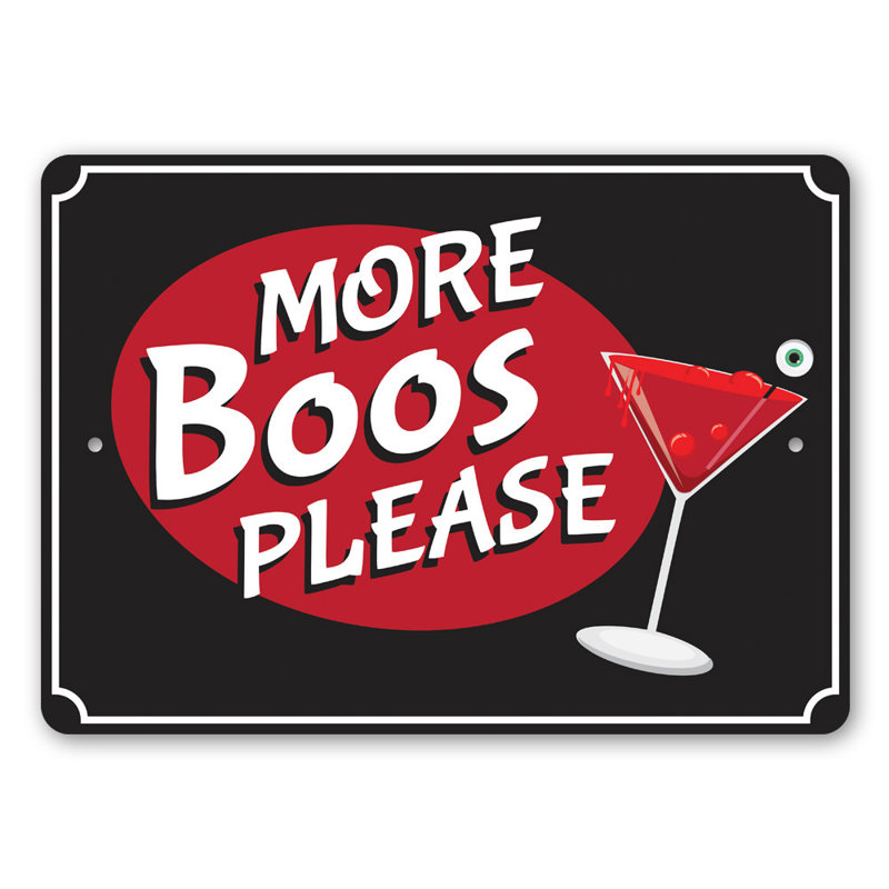 Enseigne en aluminium More Boos Veuillez, H 10 po x l 14 po x P 0,04 po