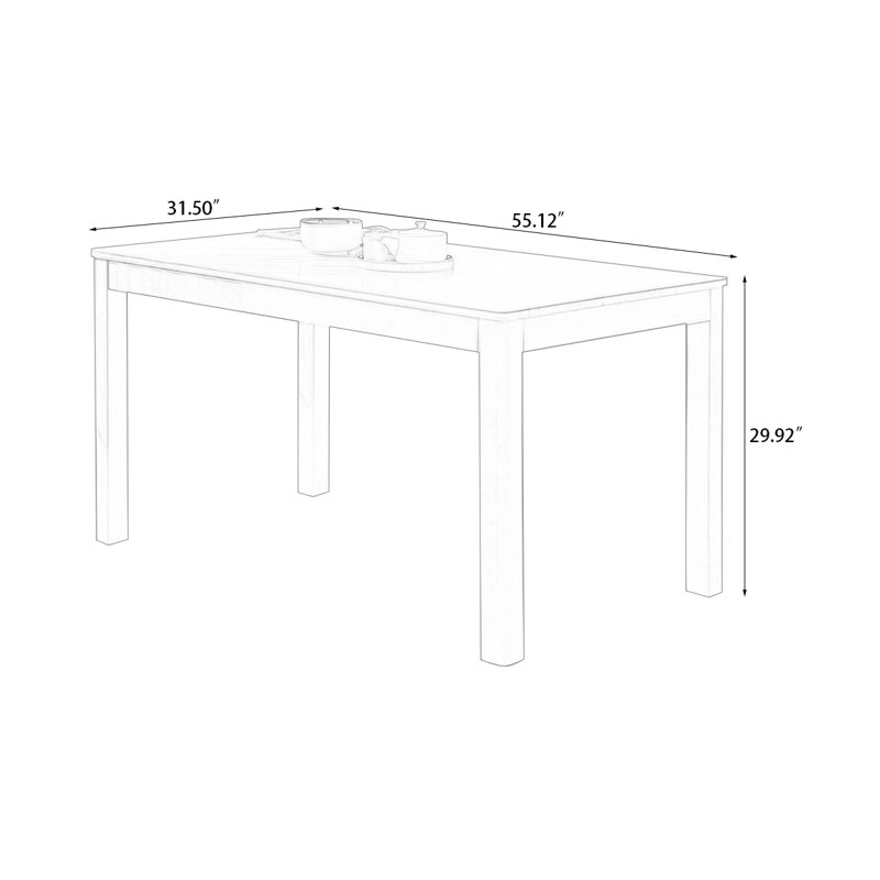Table de salle à manger Burlywood, H 29,92 po x L 55,12 po x l 31,5 po