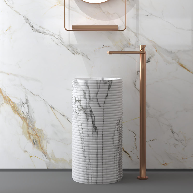 Lavabo sur pied en marbre à surface solide 33 po Chloe