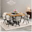 Ensemble de salle à manger pour 6 personnes avec table rectangulaire de 28 pouces et 6 chaises en velours beige, métal noir mat à grain de bois chaud, idéal pour les petits espaces