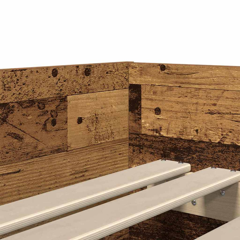  Bed Frame With Drawer Artisan Oak 100 X 200 Cm Solid Pine Wood, Single (3'), Old Wood