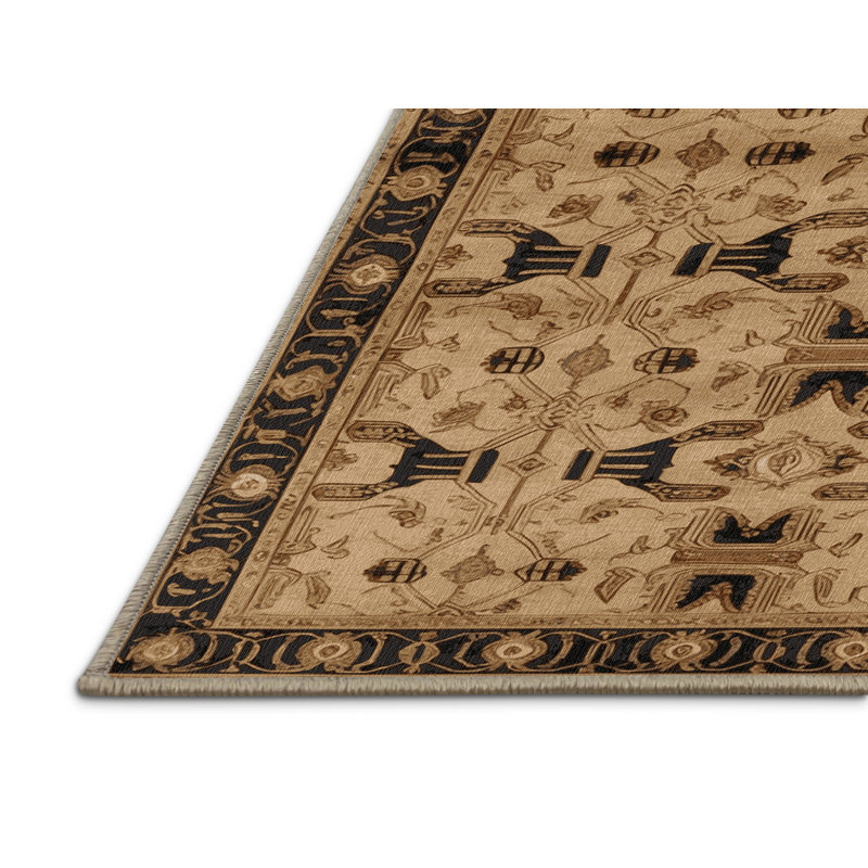 Tapis brun français lavable à la machine, Rond 7 pi