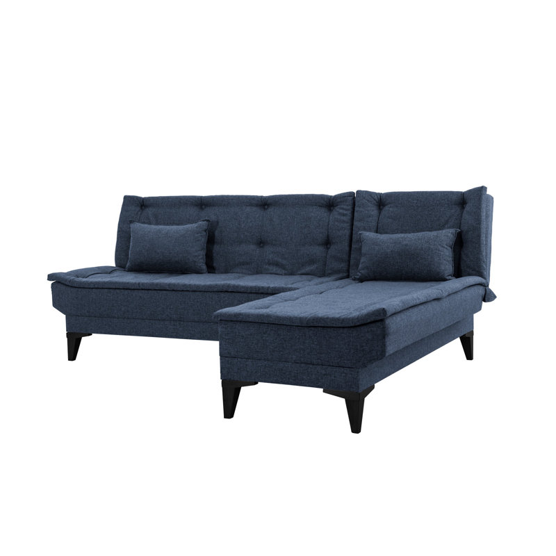 Canapé modulaire d'angle rembourré 88,6 po Sky, 100 % lin bleu marine