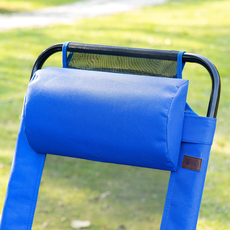 Chaise de patio pliante de 2 personnes, chaise longue bleue à dossier réglable et amovible pour l'extérieur