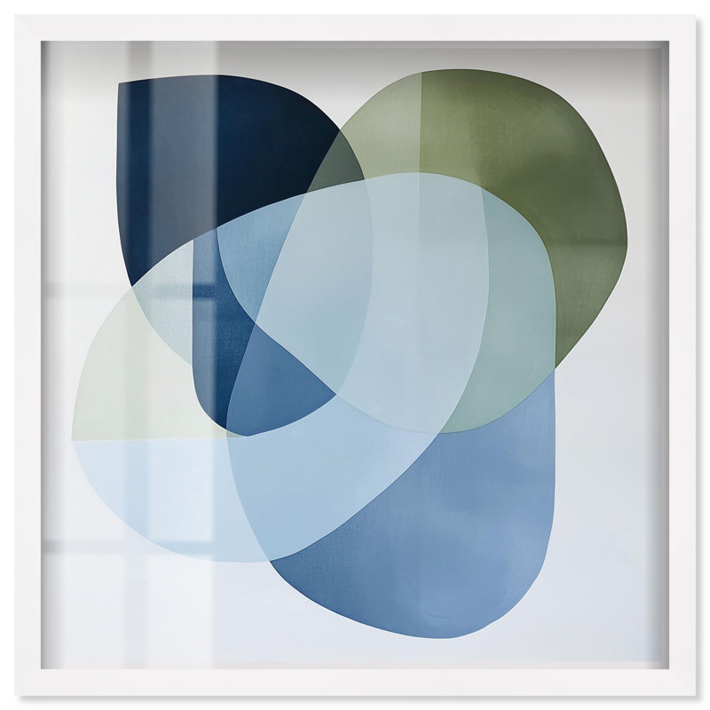Décoration murale moderne Serene Overlap I Shadowbox Print par Art Remedy, H 31 po x l 31 po, Blanc