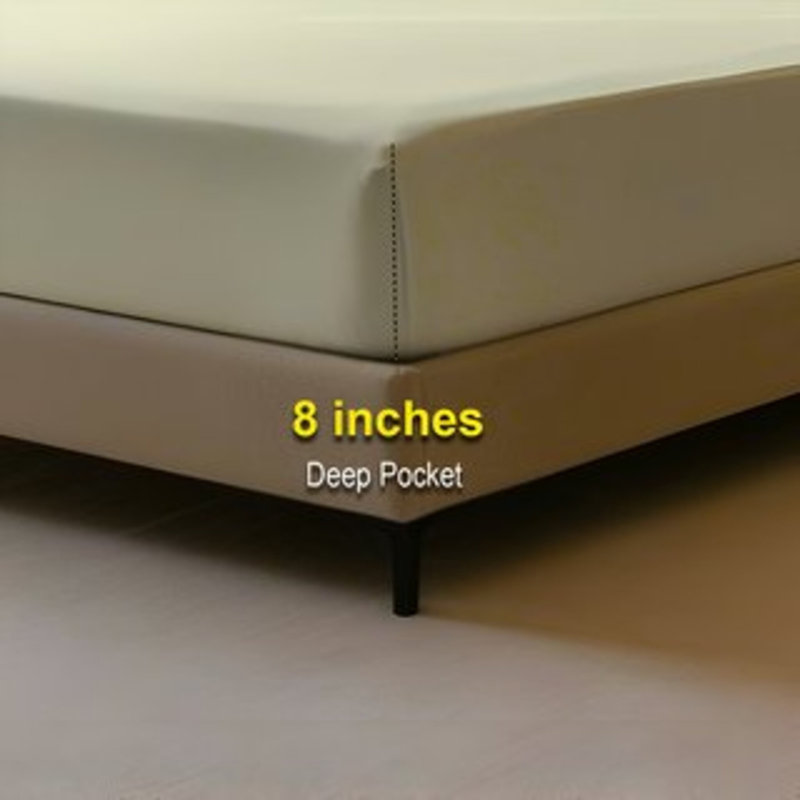 400TC Sateen Solid Cotton Fitted Sheet Fits Upto 8" Deep Pocket, Twin Extra Long Fitted Sheet, Ivory