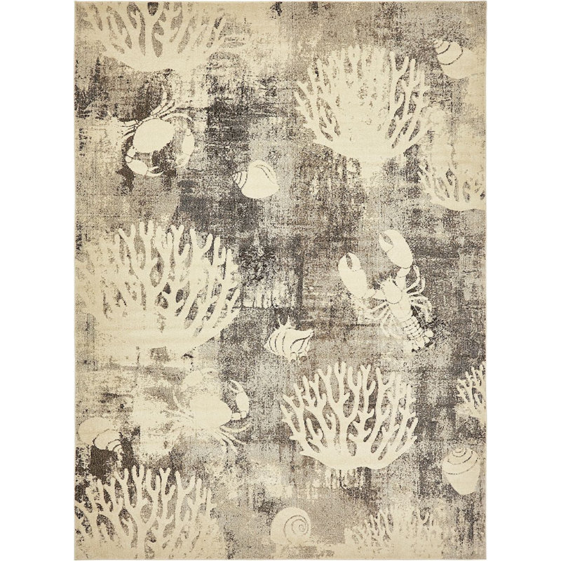 Tapis brun à motif abstrait Trenton, Rectangle 5 pi x 8 pi