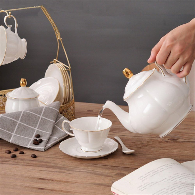 White British ceramic tea set
