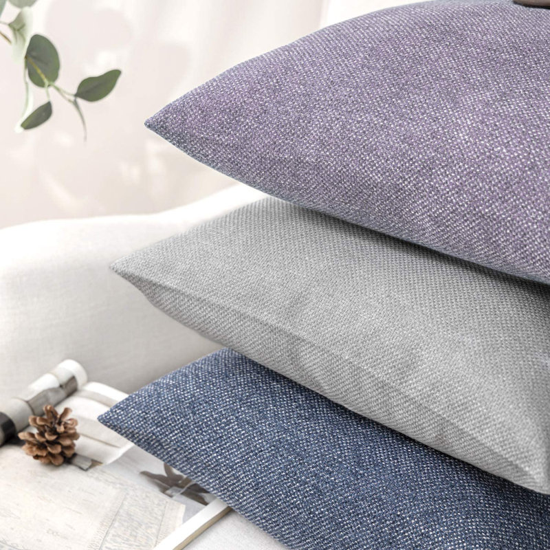 Light Gray Cotton Blend Square Decorative Throw Pillow Set