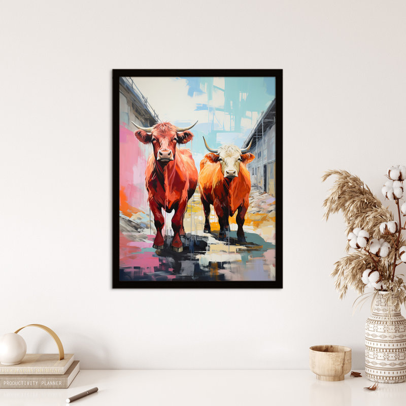 How Now Brown Cow Highlands Country Fun - Single Picture Frame Print